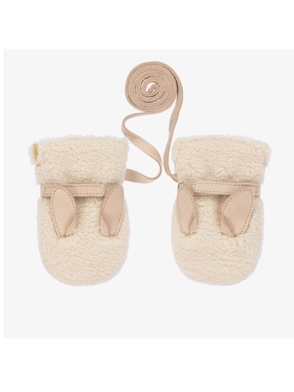 IVORY TEDDY FLEECE BABY MITTENS